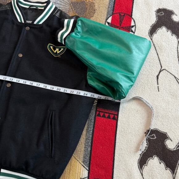 Vintage 90s Wayne State Warriors Steve & Barry’s Bomber Varsity Jacket Medium - Picture 9 of 11